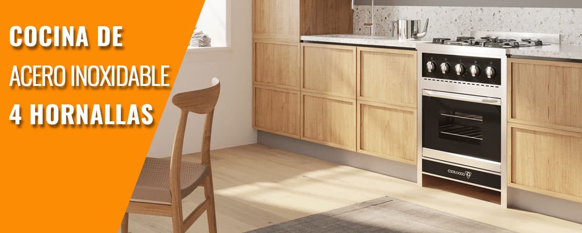 Cocina de acero inoxidable 4 hornallas